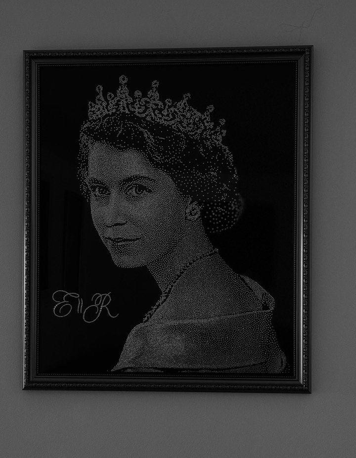 Queen Elizabeth Rhinestone Portrait | Handmade Luxury Crystal Artwork