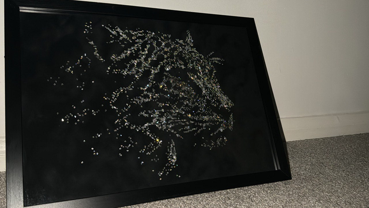 Luxury Leopard Rhinestone Wall Art | Handmade Crystal Animal Portrait