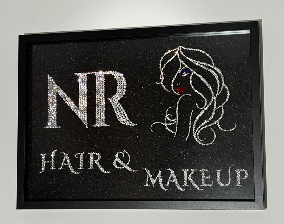 Luxury Custom Rhinestone Business Logo | Handmade Diamante Branding & Crystal Wall Art 💎