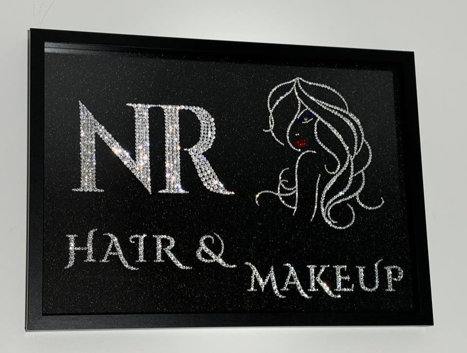 Luxury Custom Rhinestone Business Logo | Handmade Diamante Branding & Crystal Wall Art 💎