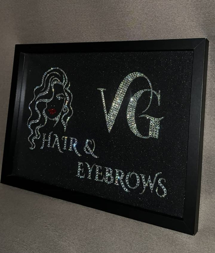 Luxury Custom Rhinestone Business Logo Art