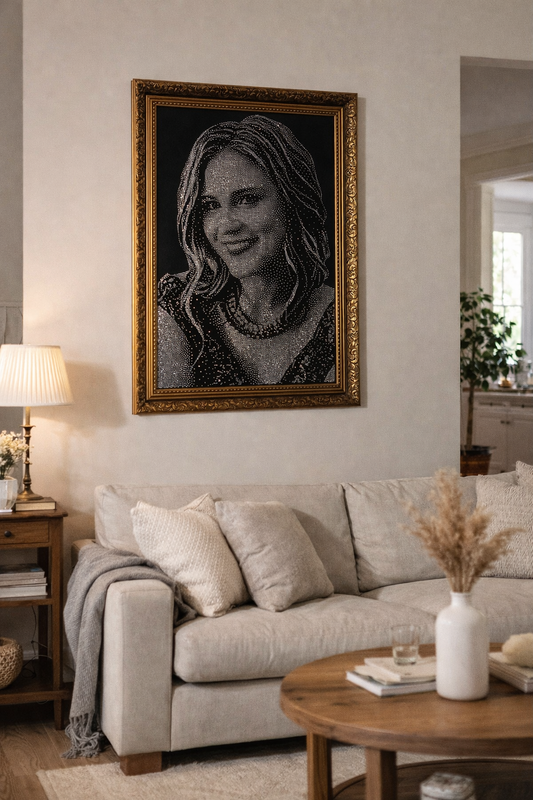 Handmade Rhinestone Portrait - A Moment Captured in Crystal Forever