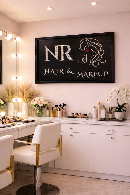 Luxury Custom Rhinestone Business Logo | Handmade Diamante Branding & Crystal Wall Art 💎